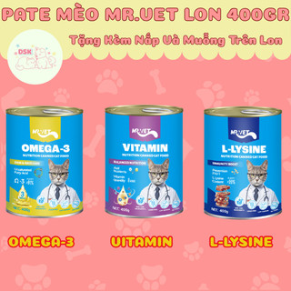  Pate Lon MR.VET Dành Cho Mèo Mọi Lứa Tuổi - Lon 400gr Bổ Sung Omega3  L-Lysine  Vitamin 