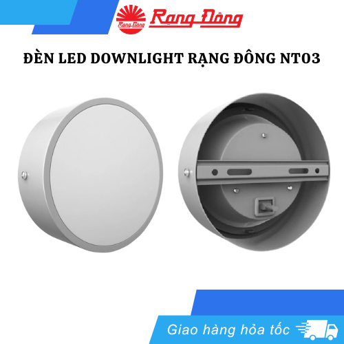 Đèn Led Downlight Rạng Đông NT03 ánh sáng trắng/ đổi màu đèn, kèm thanh giá rời, Chip Led Hàn Quốc c