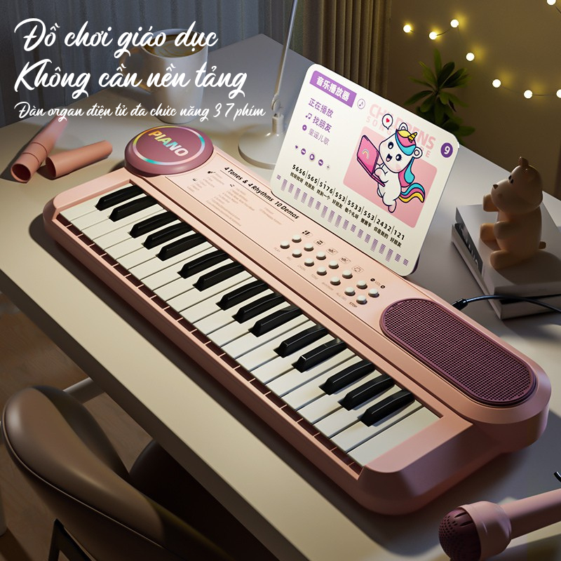 [Đồ chơi giáo dục] Đàn organ điện tử đa chức năng 37 phím dành cho bé - Tặng kèm sách nhạc và giá đỡ