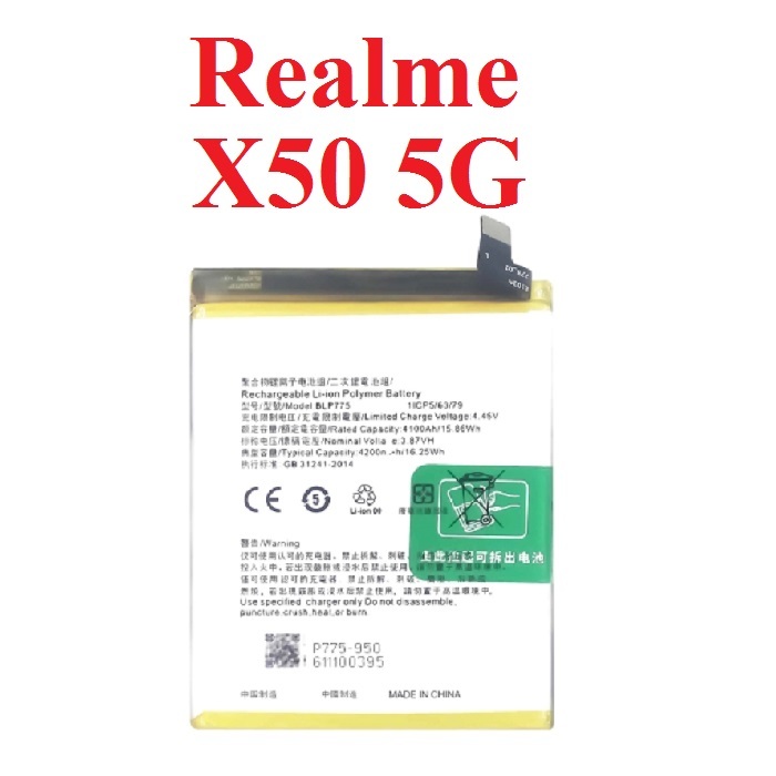 Pin Li-Polymer Oppo Realme X50 5G Mã BLP775 Dung Lượng 4200mAh New Thay Thế