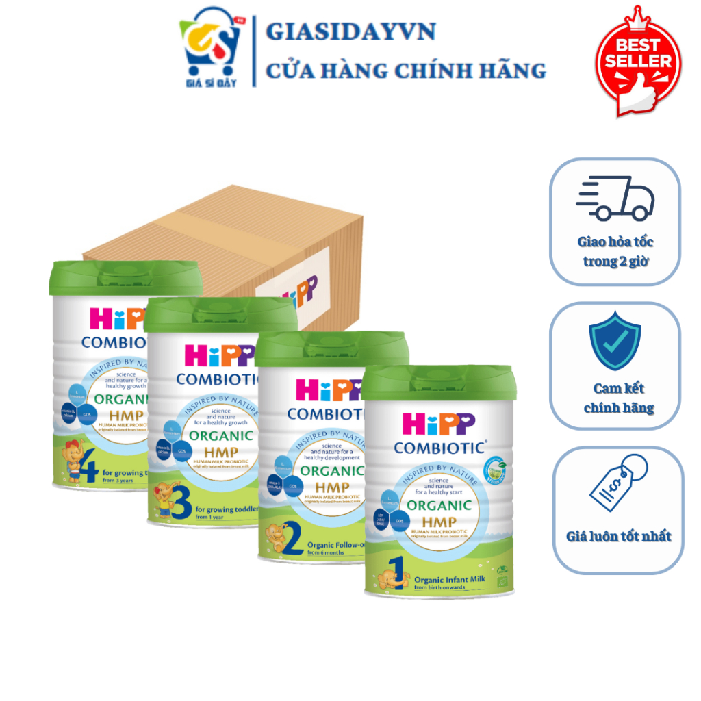 [Date 2027] [Thùng] Sữa HiPP Organic Combiotic Số 1,2,3,4 800g - Sữa Bột Công Thức HiPP