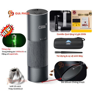  Máy xay cà phê điện cầm tay CGE01 | CERA+ | lưỡi 10 cách  thép SUS420 | Pin 1,600mAh | Thân máy bằng hợp kim nhôm 