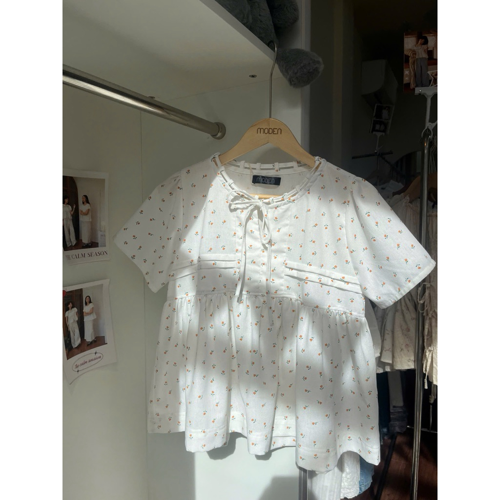 MODEN - Áo babydoll đan dây cổ CHEWY