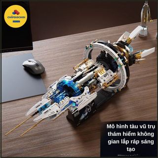 [BẢN ĐỘNG CƠ + LED] Mô hình tàu vũ trụ thám hiểm không gian lắp ráp sáng tạo