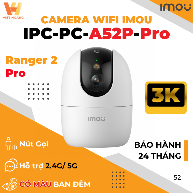 [3M-5M] Camera Imou A52 / A32 Ranger Pro, Màu Ban Đêm, Xoay Trong Nhà, Đàm Thoại 2 Chiều