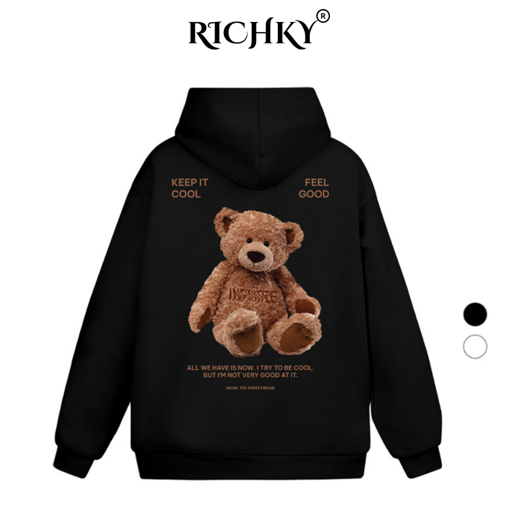 Áo Hoodie Richky Luxury Premium Nỉ Baby Bear Gấu Bông Nâu