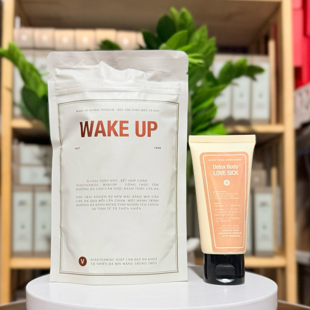 Bột tắm lá dao thiên nhiên herbal bath powder Wake Up sạch mềm sáng khỏe da vyvyhaircare V 150gr