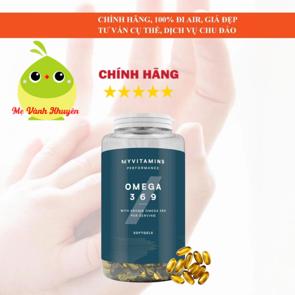 Viên uống (120v) bổ sung omega 3-6-9 hỗ trợ não, mắt, tim mạch Myvitamins Omega 369, UK
