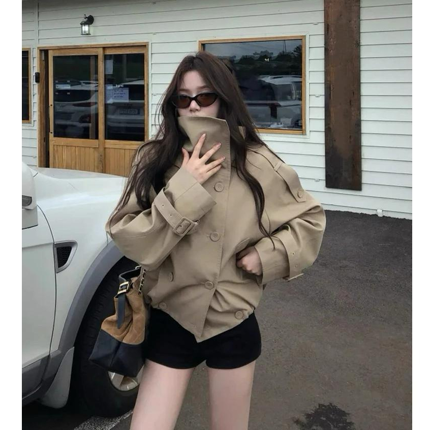 𝙆𝙞𝙢 𝘼𝙣𝙝 𝘽𝙪̀𝙞// Áo Khoác Mangto, Áo Kaki Nữ Cổ Cao Form Rộng Phối Cúc Tròn Style Hàn Quốc Basic Mùa Thu Đông 2026 | BigBuy360 - bigbuy360.vn