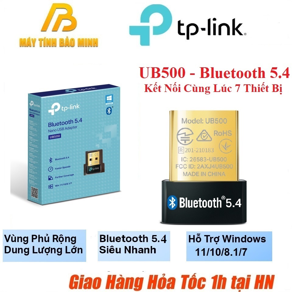 USB Bluetooth 5.4 TP-Link UB500 Dùng Cho PC hoặc Laptop (Kết Nối Cùng Lúc 7 Thiết Bị) - Hàng Chính Hãng BH 2 Năm
