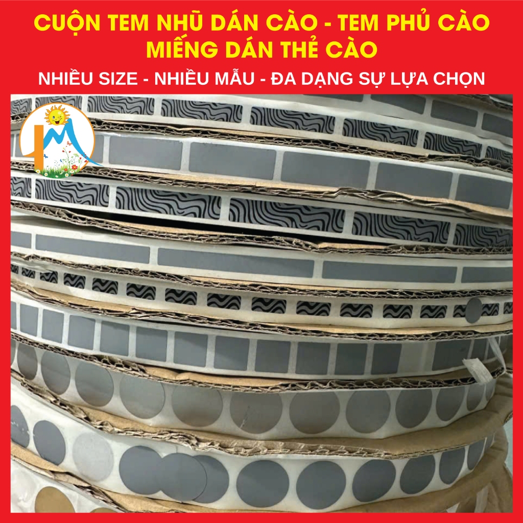 Cuộn tem nhũ cào, miếng dán thẻ cào, tem phủ cào