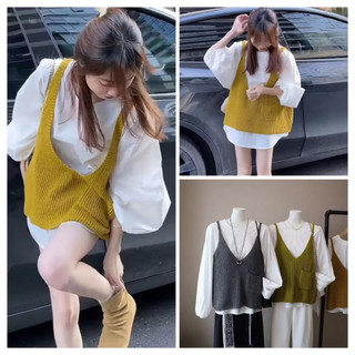    Tặng sơ mi tay bồng   Áo Gile Chất Dệt Kim Mềm Mịn Hàng Qccc Kiểu 