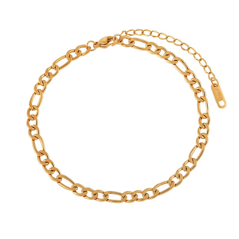 Lắc Chân Titan Nữ Dây Xích Bản To Đơn Giản Không Đen Chống Dị Ứng TT 4248
