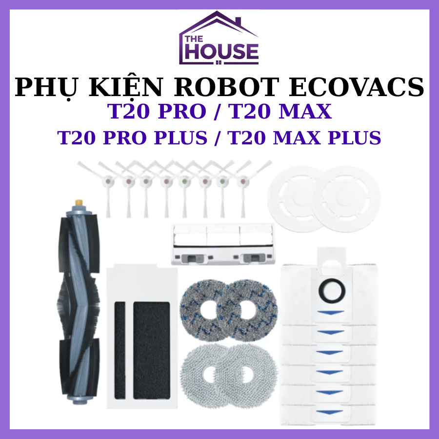 Phụ kiện robot hút bụi Ecovacs Deebot T20 Pro/ProPlus,T20 Max/Max Plus, Khăn lau, CHổi Chính, Chổi c
