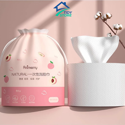 Khăn lau mặt khô đa năng Animerry chính hãng, khăn giấy dùng 1 lần lau khô, lau ướt chất liệu cotton tự nhiên