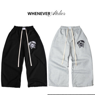  Quần Dài WHENEVER Thêu Mút NY Sweatpants Ba Màu Đen   Xám   Xanh Navy  tặng túi vải whenever  