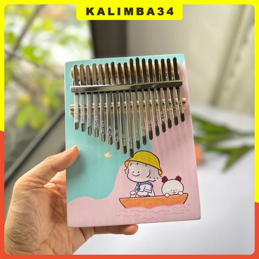Kalimba34 Đàn Kalimba In Màu 17 Phím KL34 Hình Cute Tặng Kèm Bộ 100 Tab Số Gỗ Cao Cấp
