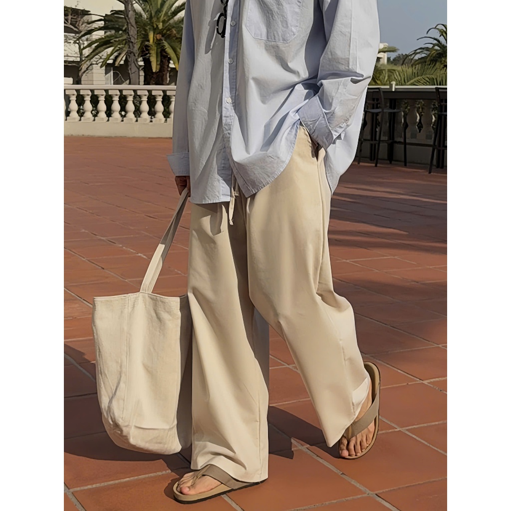 XẢ HÀNG Quần dài suông linen nam Out.3r S22 vải Linen Premium form ống suông lưng chun dây rút