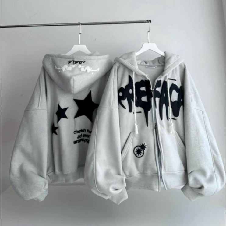 99K Áo Khoác Hoodie Zip Nam Nữ 3Sai In Nổi  Nỉ Ngoại Form Boxy Chữ Dập Nổi Form Rộng Đủ Size Nam Nữ 