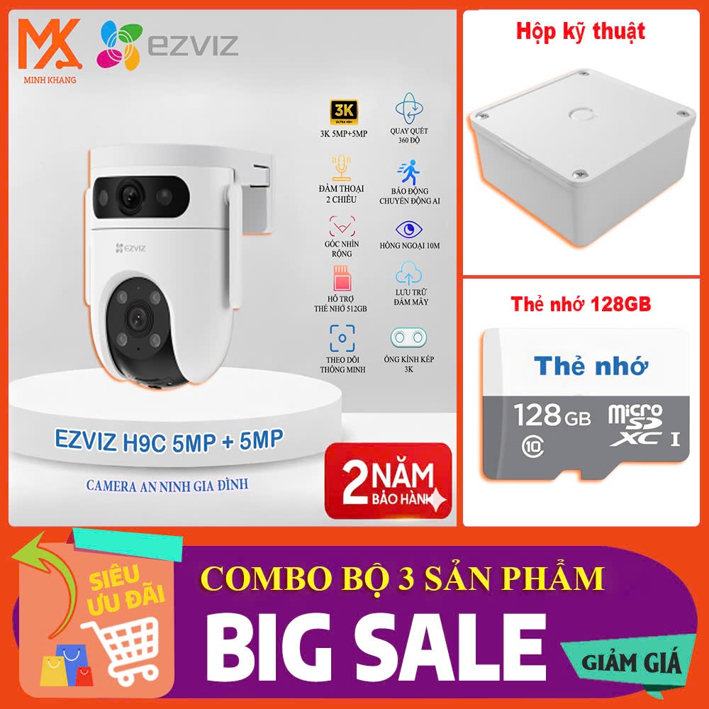 [EZVIZ CHÍNH HÃNG] Combo Camera Ngoài Trời EZVIZ H9C 10MP | Kèm Hộp Kỹ Thuật + Thẻ Nhớ 64G/128G