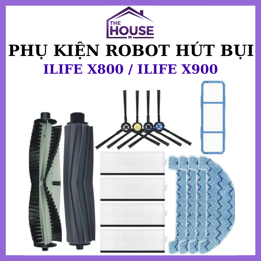 Phụ kiện Lọc hepa , Khăn, Giẻ lau, Chổi giữa, Cuộn, Chổi cạnh, Robot hút bụi iLIFE X800, iLIFE X900