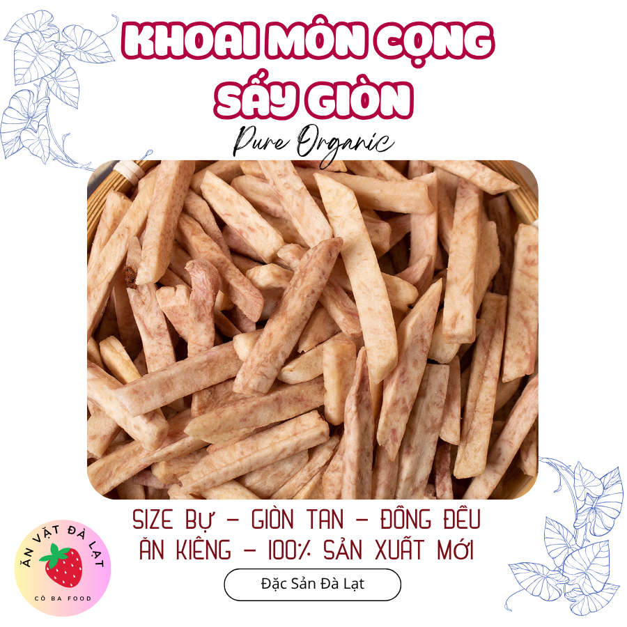 250gr Khoai Môn cọng Sấy Giòn, ăn là ghiền - an_vat_da_lat_cobafood