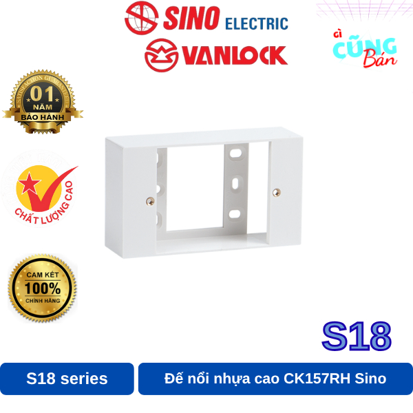 Đế Nổi Nhựa Cao CK157RH Sino – Hộp Nhựa 1 Gang Cao, Chính Hãng SINO VANLOCK
