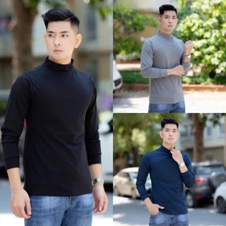  Áo Giữ Nhiệt Nam Áo Thun Nam Tay Dài Có Cổ Cao Lót Nỉ Cotton Thu Đông Giữ Ấm Thể Thao Cao Cấp Nhiều Màu 