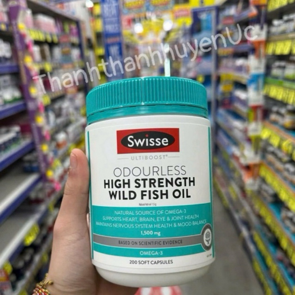 Dầu cá Swisse Ultiboost Odourless Super Strength Wild Fish Oil 1500mg