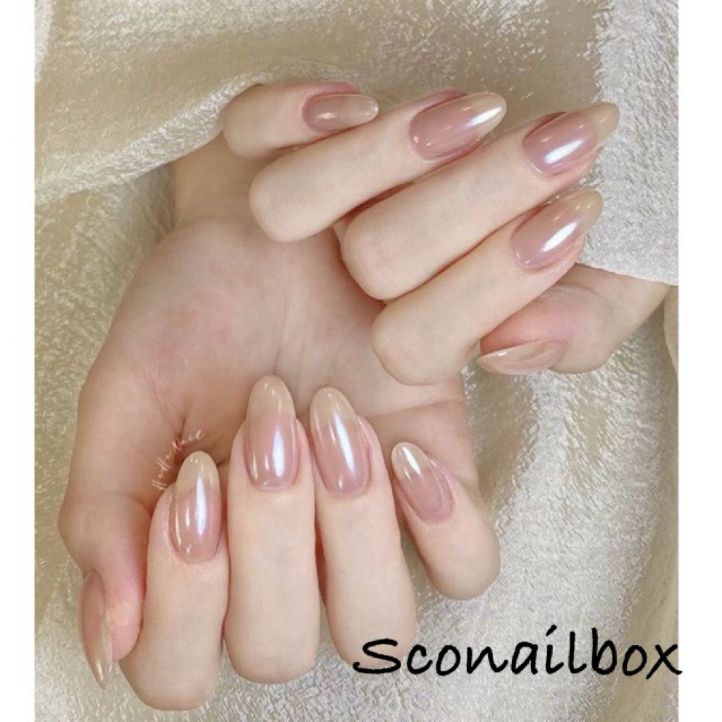 ( HỎA TỐC) S13 NAIL BOX THẠCH NUDE TRÁNG GƯƠNG, NAIL BOX TRÁNG GƯƠNG SCONAIL