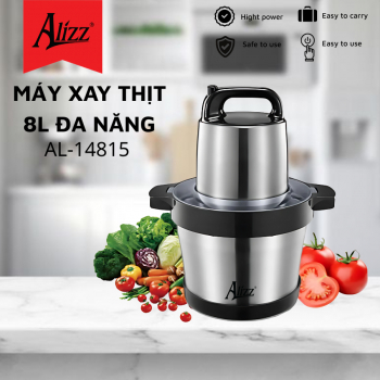 Máy Xay Thịt Gia Vị Đa Năng 8L Máy Chế Biến Thực Phẩm 2 Tốc Độ Xay 4 Lưỡi Dao Sắc Bén ALIZZ 14815