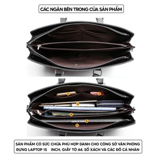 Cặp da nam công sở, văn phòng, giáo viên, giám đốc đựng máy tính laptop giầy tờ tài liệu A4,da PU/Vải chống nước