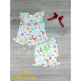  Từ 18 -48 kí Đồ bộ tole lanh 2 da loại 1 Quần lửng tay cánh tiên dành cho bé gái chất tole lanh 2 da loại 1 