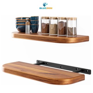  Combo 2 kệ gỗ góc bo tròn BLUEZON treo tường trang trí kèm chốt chữ U âm tường phụ kiện vít tắc kê 