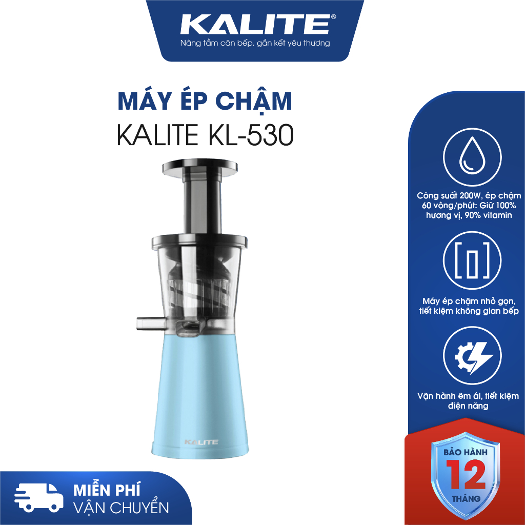 Máy Ép Chậm Kalite KL530, Ép Kiệt Bã Rau Củ Quả, Hàng Chính Hãng