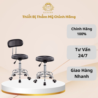 Ghế xoay 360 độ nâng hạ dùng trong spa phun xăm thẩm mỹ, ghế đôn hơi chân mâm vành rộng