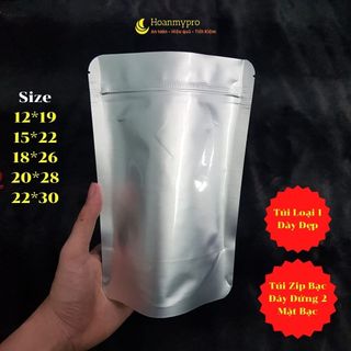  Túi zip bạc 1kg túi zipper đáy đứng 2 mặt bạc đựng thực phẩm TuiGoiHangHoanMypro 
