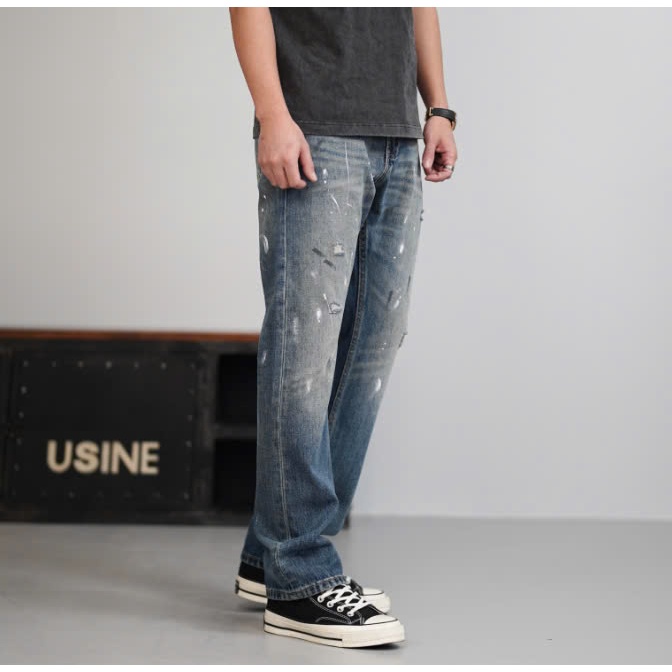 Quần Jeans Nam Vảy Sơn Ống Rộng Độc Lạ J03