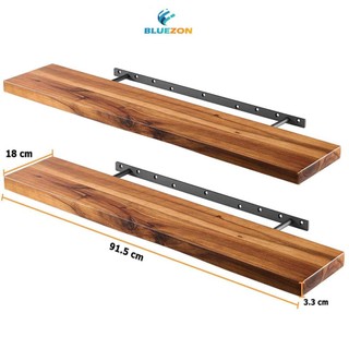  Combo 2 kệ gỗ BLUEZON treo tường trang trí 91.5cm kèm chốt âm tường chữ U phụ kiện vít tắc kê 
