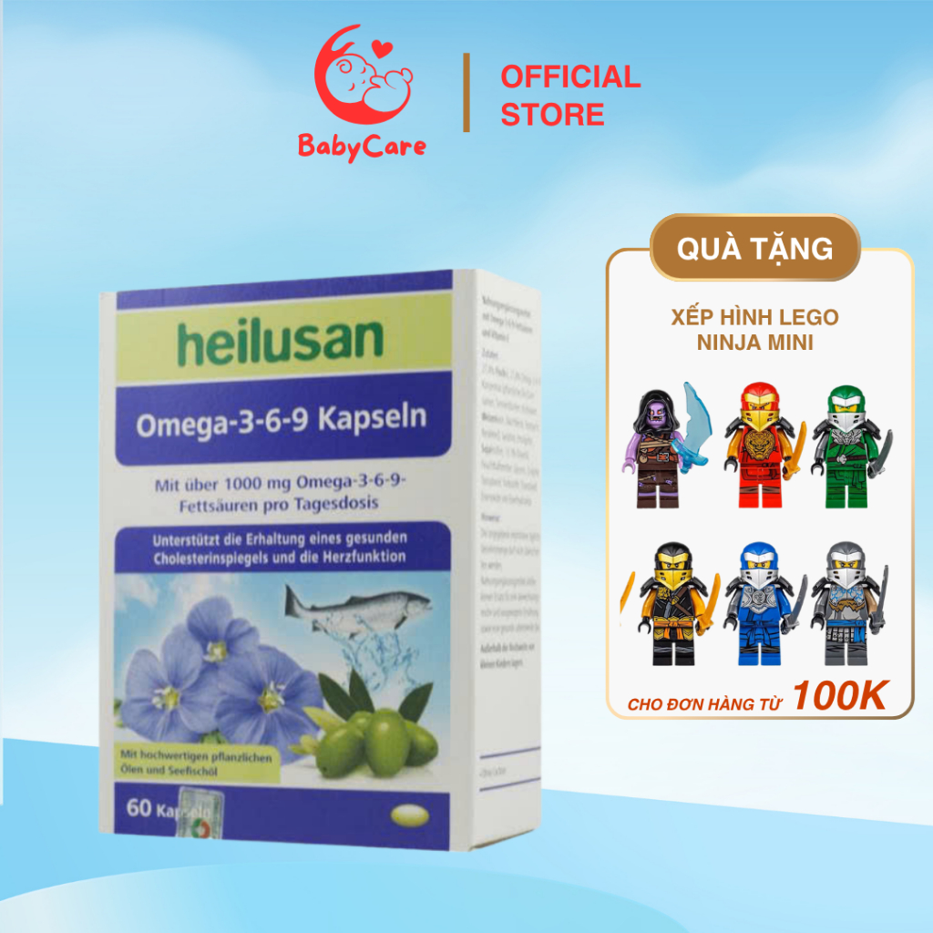 Viên uống Omega 369 Heilusan GS hỗ trợ giảm mỡ máu, tốt cho tim mạch, não bộ, mắt nhập khẩu Đức 60v