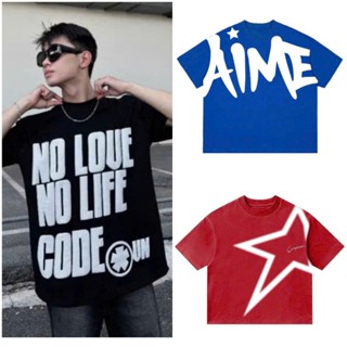  COMBO 3 Áo thun nam " NO LOVE ĐEN + AIME XANH + NGÔI SAO ĐỎ " Áo phông nam form rộng cổ tròn 