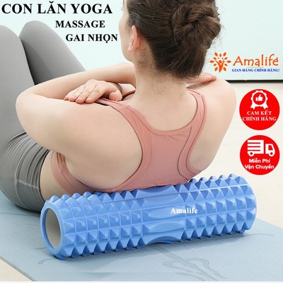 Con Lăn Giãn Cơ Tập Yoga Massage Foam Roller, Ống Con Lăn Yoga Tập Thể Thao Gai Lưỡi Liềm Chọn Màu Hãng Amalife