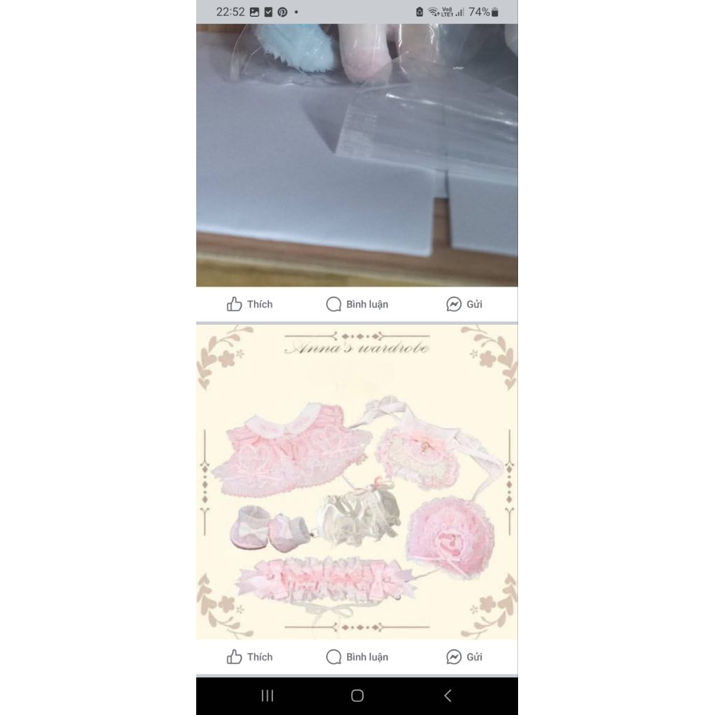 oufit doll 20cm- anna clothes hồng ko mux