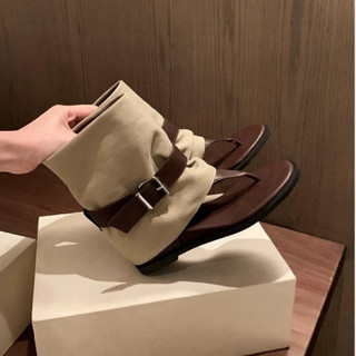  Giày boots da nữ xỏ ngón cao gót 7cm  bốt nữ hở gót da mềm siêu hót 