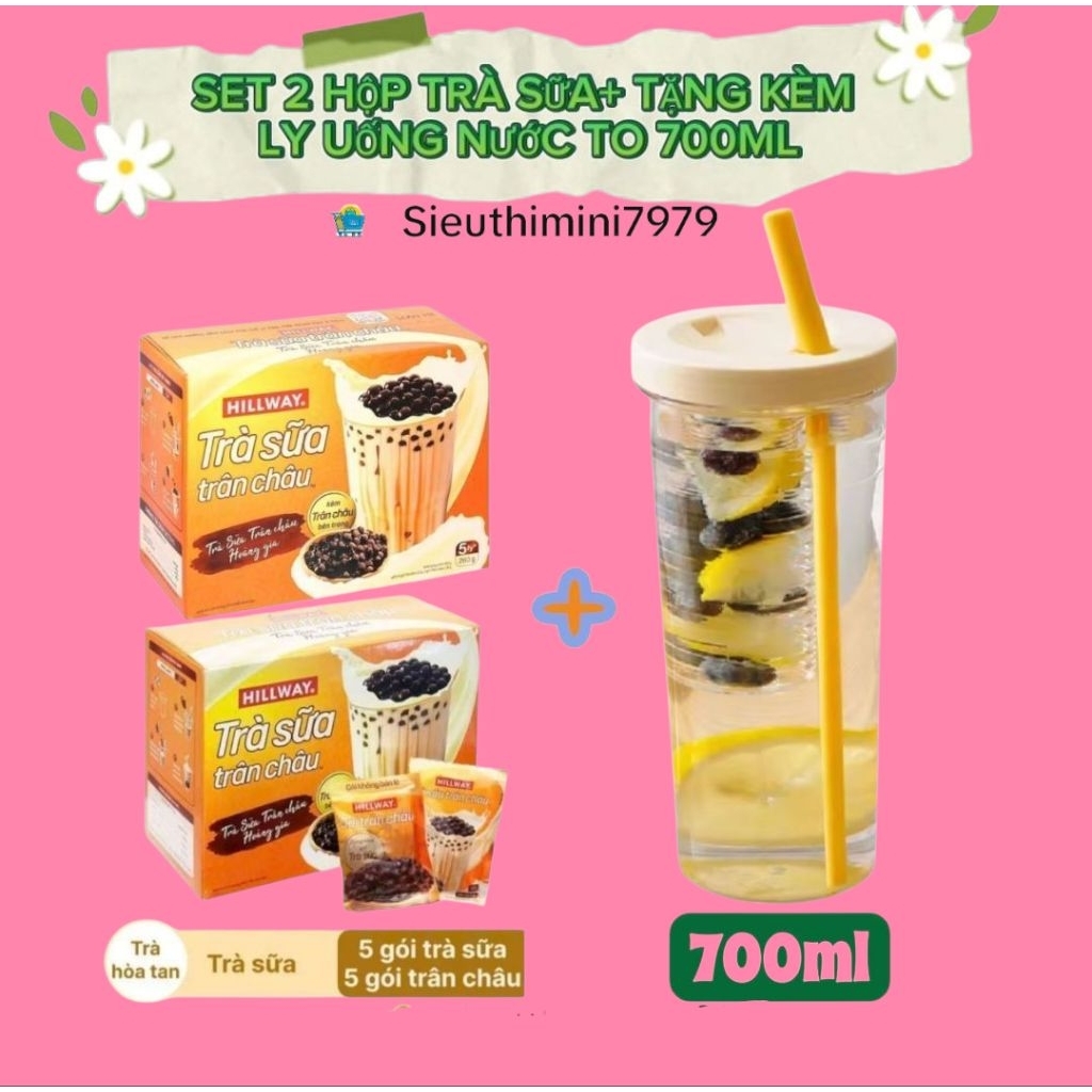 SET 2 HỘP TRÀ SỮA HILLWAY TẶNG KÈM LY NHỰA CAO CẤP SIZE TO 700ML