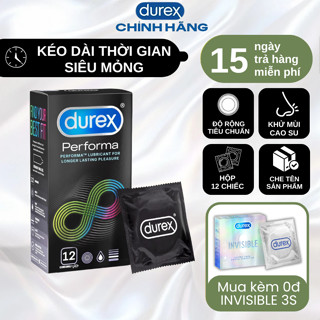 Bao Cao Su Durex Perfoma Kéo Dài Thời Gian Siêu Mỏng Hàng Chính Hãng Hộp 12 Chiếc