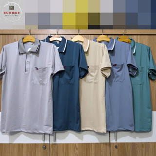  Áo Thun Polo Nam Trung Niên Có Túi Áo Cổ Trụ Chất Poly Lạnh Ngắn Tay Trung Niên Đẹp Vải Siêu Mát 