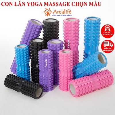 Con Lăn Massage Amalife, Con Lăn Giãn Cơ, Ống Lăn Tập Yoga Massage Foam Roller Nhiều Màu Gai Nhọn