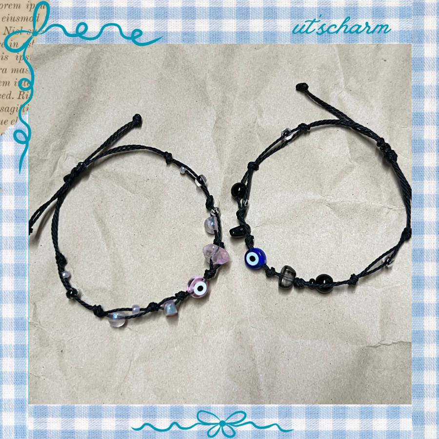 vòng tay cặp đôi, couple evil eye, vòng tay handmade dây rút