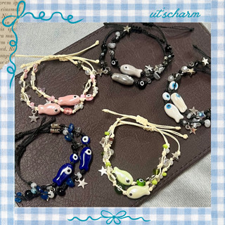    Có sẵn   Vòng tay cá mắt quỷ 5 màu vòng tay dây rút handmade 